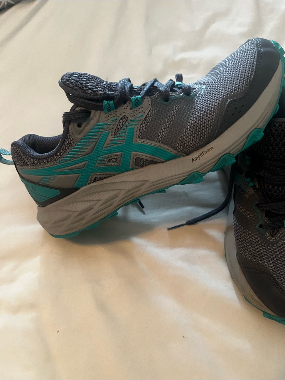 ASICS Gray and Teal Women's Athletic Running Shoes
